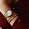 Streifen-Armband mit Metallperlen