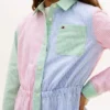 Stretch-Shirtkleid für Kinder mit gemischten Streifen