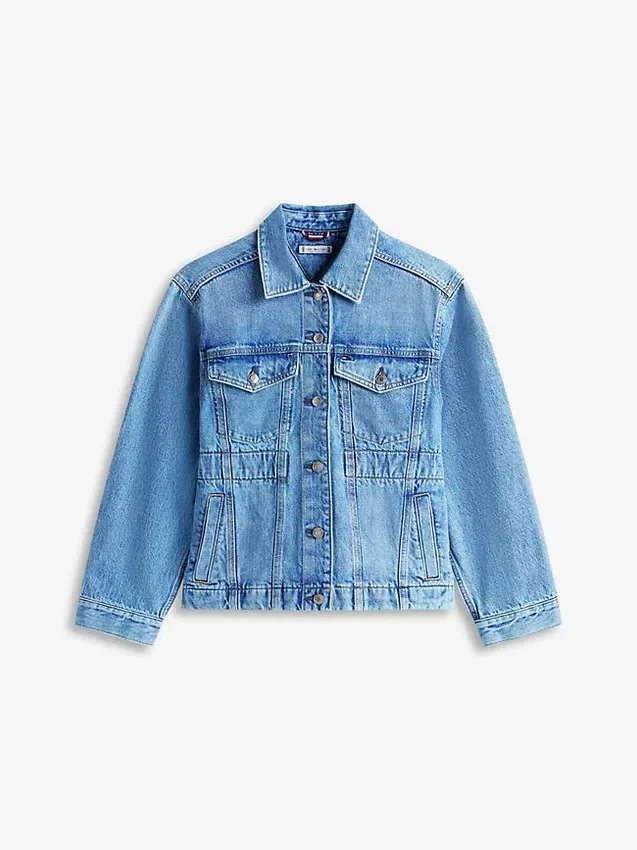 Taillierte Jeansjacke im Used-Look Taillierte Jeansjacke im Used-Look
