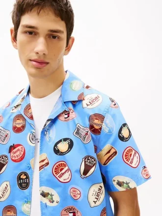 Tommy Jeans Bedrucktes Popeline-Camp-Hemd