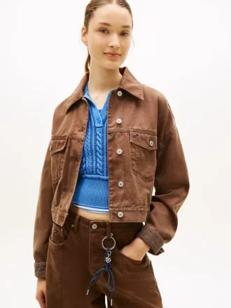 Tommy Jeans Canvas-Jacke, stückgefärbt