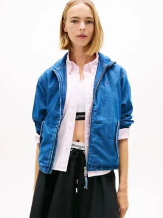 Tommy Jeans Chambray-Jacke mit Reißverschluss