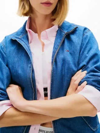 Tommy Jeans Chambray-Jacke mit Reißverschluss