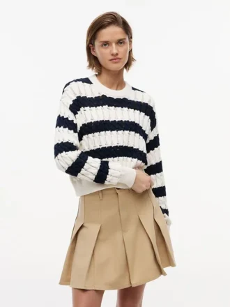 Tommy Jeans Gestreifter Zopfmusterpullover