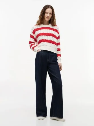 Tommy Jeans Gestreifter Zopfmusterpullover