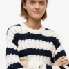 Tommy Jeans Gestreifter Zopfmusterpullover Tommy Jeans Gestreifter Zopfmusterpullover