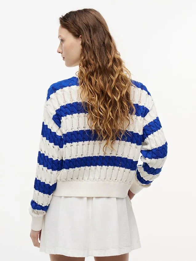 Tommy Jeans Gestreifter Zopfmusterpullover Tommy Jeans Gestreifter Zopfmusterpullover