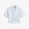 Tommy Jeans Hemd aus Leinenmischung mit Bindeband vorne Tommy Jeans Hemd aus Leinenmischung mit Bindeband vorne
