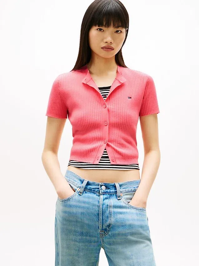 Tommy Jeans Kurzarm-Strickjacke für Shorts Tommy Jeans Kurzarm-Strickjacke für Shorts