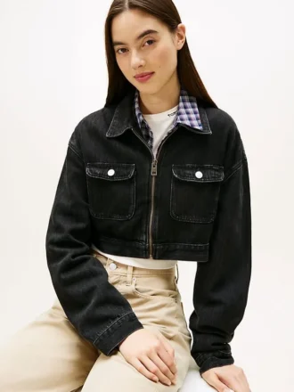 Tommy Jeans Kurze Jeansjacke mit Reißverschluss