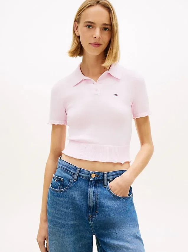 Tommy Jeans Polo-Pullover mit Wellenkante Tommy Jeans Polo-Pullover mit Wellenkante