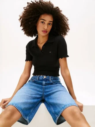 Tommy Jeans Polo-Pullover mit Wellenkante