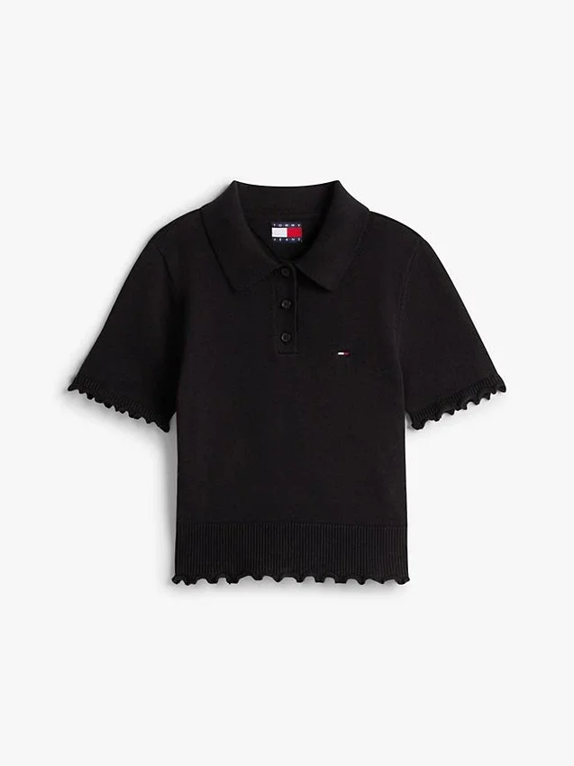 Tommy Jeans Polo-Pullover mit Wellenkante Tommy Jeans Polo-Pullover mit Wellenkante