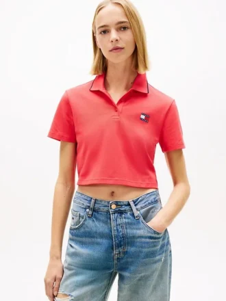 Tommy Jeans Polohemd in verkürzter, kastenförmiger Passform
