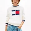 Tommy Jeans Pullover mit Flaggenlogo und Zierstreifen Tommy Jeans Pullover mit Flaggenlogo und Zierstreifen