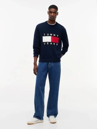 Tommy Jeans Pullover mit Rundhalsausschnitt und Flaggenlogo