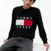 Tommy Jeans Pullover mit Rundhalsausschnitt und Flaggenlogo Tommy Jeans Pullover mit Rundhalsausschnitt und Flaggenlogo
