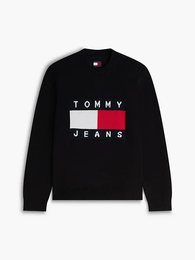 Tommy Jeans Pullover mit Rundhalsausschnitt und Flaggenlogo Tommy Jeans Pullover mit Rundhalsausschnitt und Flaggenlogo