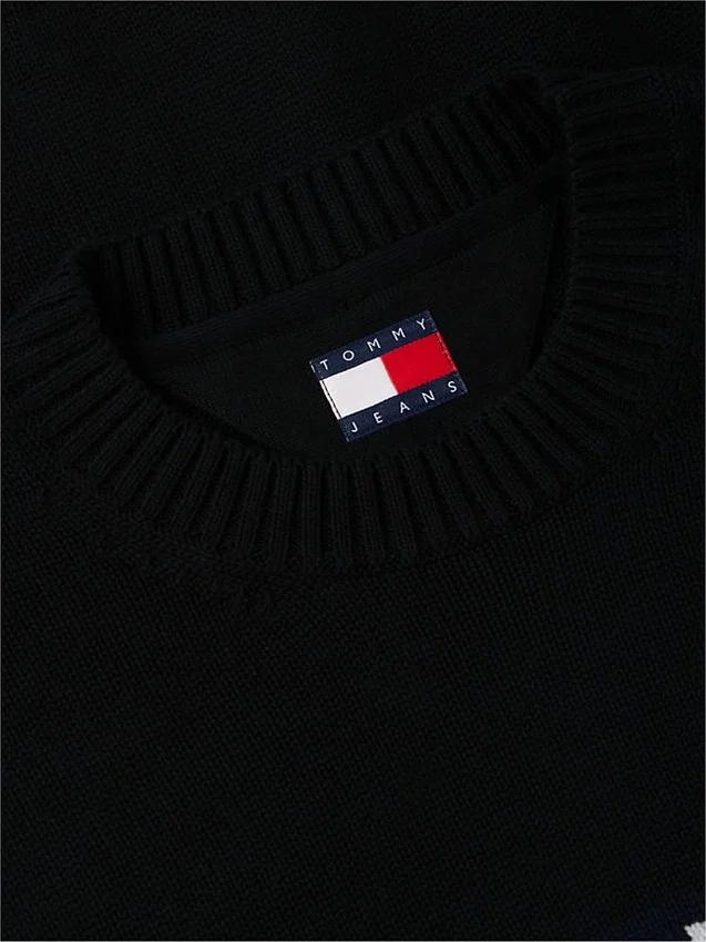 Tommy Jeans Pullover mit Rundhalsausschnitt und Flaggenlogo Tommy Jeans Pullover mit Rundhalsausschnitt und Flaggenlogo