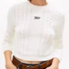 Tommy Jeans Pullover mit Schriftzug und Zopfmuster