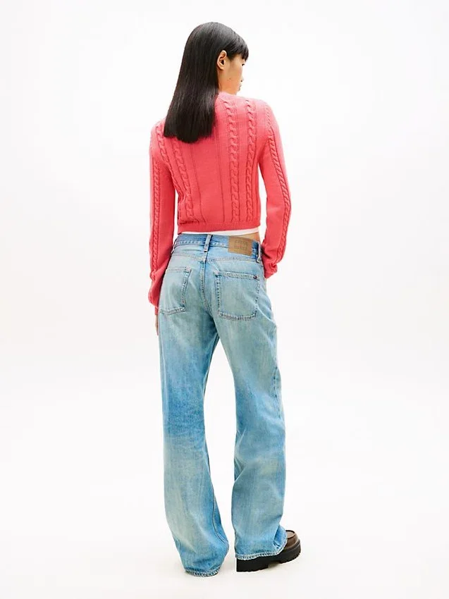 Tommy Jeans Pullover mit Schriftzug und Zopfmuster Tommy Jeans Pullover mit Schriftzug und Zopfmuster