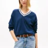 Tommy Jeans Pullover mit V-Ausschnitt und lockerer Passform Tommy Jeans Pullover mit V-Ausschnitt und lockerer Passform