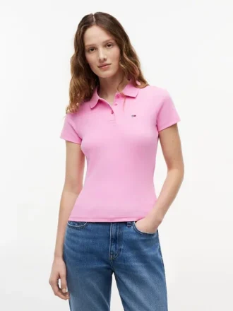 Tommy Jeans Slim Fit Polo aus Rippstrick