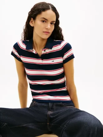 Tommy Jeans Slim Fit Polo aus Rippstrick