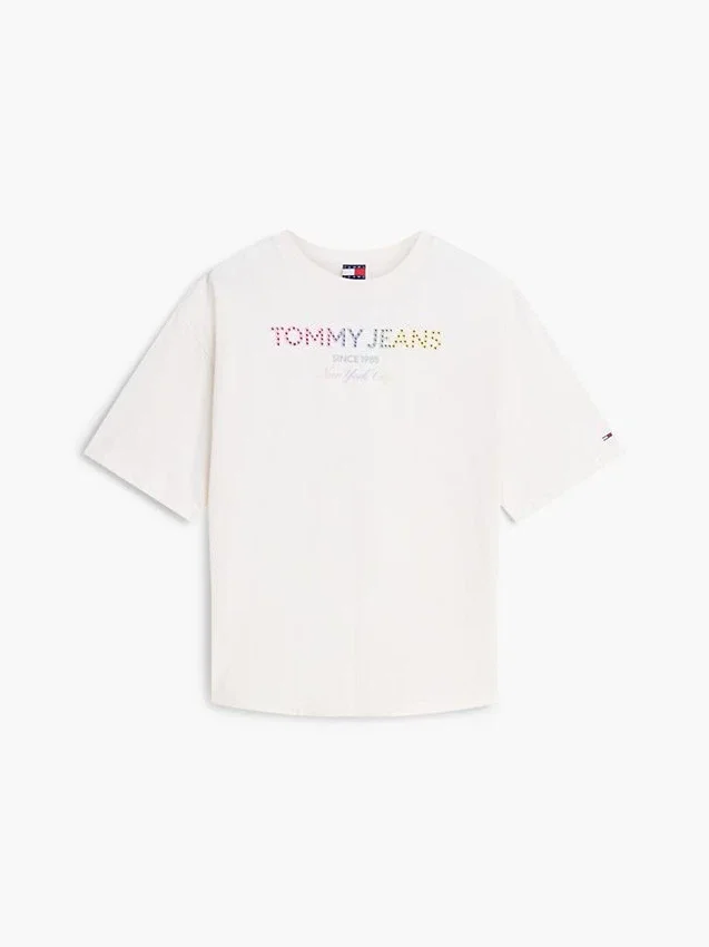 Tommy Jeans T-Shirt mit Kristall-Logo Tommy Jeans T-Shirt mit Kristall-Logo