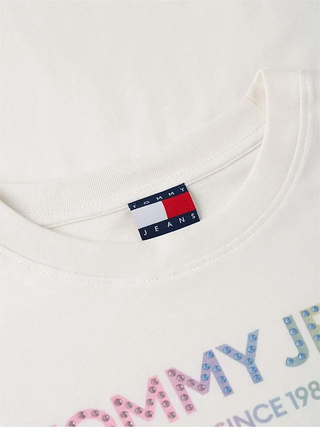 Tommy Jeans T-Shirt mit Kristall-Logo Tommy Jeans T-Shirt mit Kristall-Logo