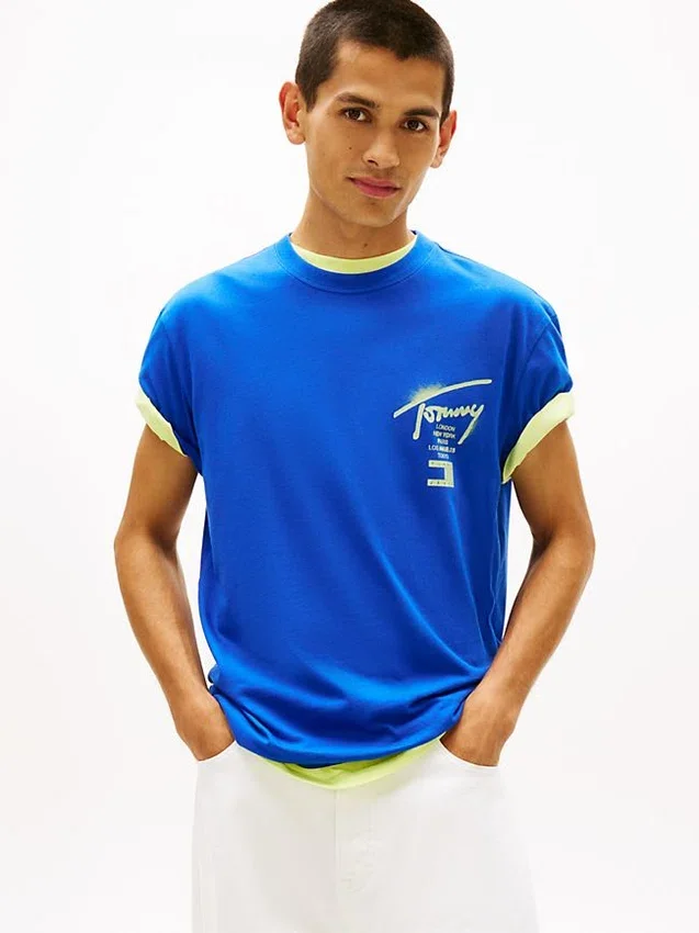 Tommy Jeans T-Shirt mit Sprühfarben-Logo Tommy Jeans T-Shirt mit Sprühfarben-Logo