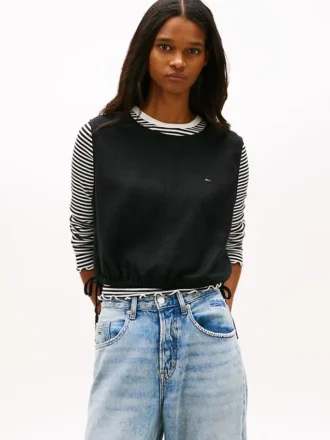 Tommy Jeans Top aus Leinenmischung mit seitlichen Bändern