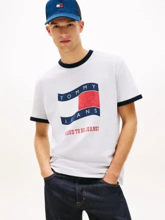Tommy Jeans Wavy Flag Ringer T-Shirt