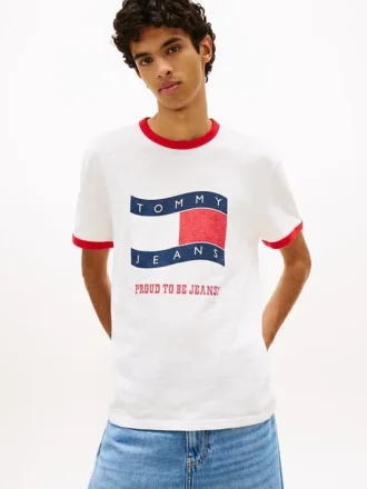 Tommy Jeans Wavy Flag Ringer T-Shirt