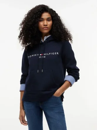 Tommy Logo Fleece-Hoodie