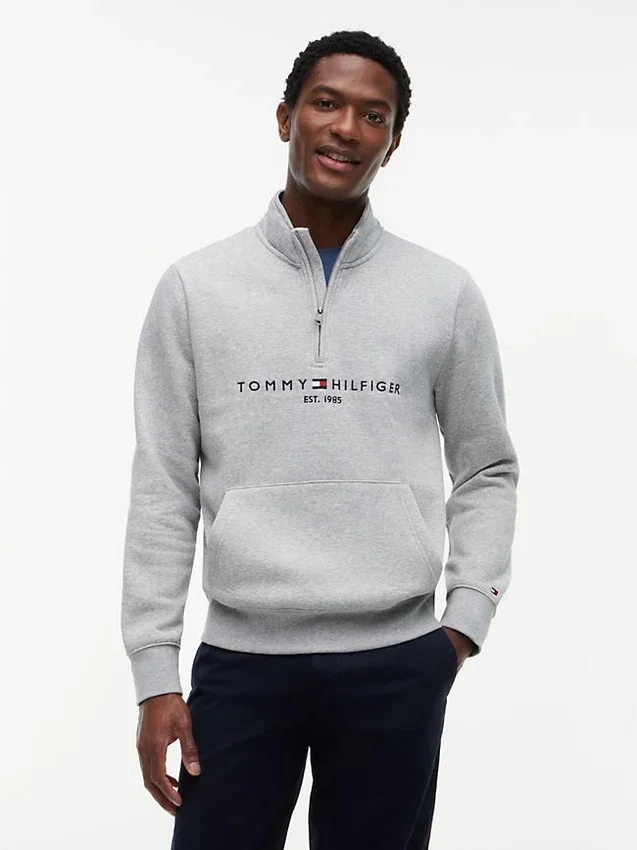 Tommy Logo Sweatshirt mit Viertelreißverschluss Tommy Logo Sweatshirt mit Viertelreißverschluss