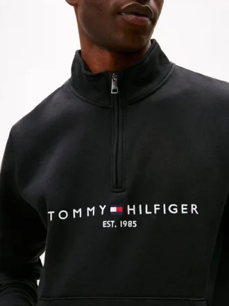 Tommy Logo Sweatshirt mit Viertelreißverschluss