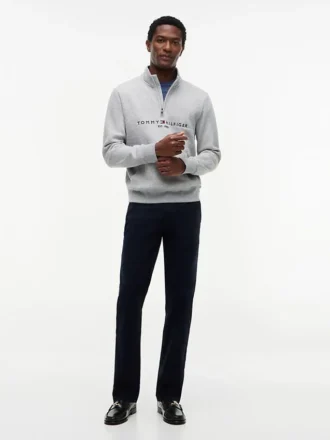 Tommy Logo Sweatshirt mit Viertelreißverschluss