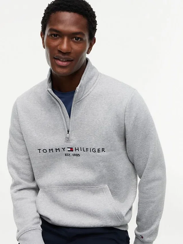 Tommy Logo Sweatshirt mit Viertelreißverschluss Tommy Logo Sweatshirt mit Viertelreißverschluss