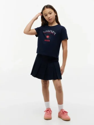 Tommy-Logo-T-Shirt mit Strasssteinen für Kinder