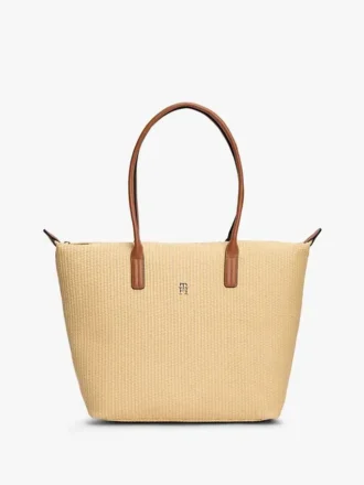 Tote-Bag aus Raffia mit Monogramm-Logo