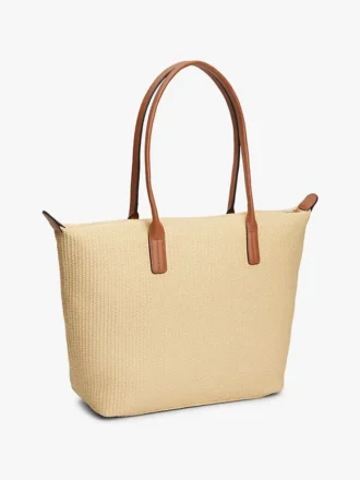 Tote-Bag aus Raffia mit Monogramm-Logo