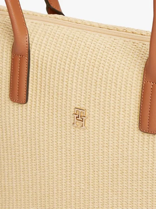 Tote-Bag aus Raffia mit Monogramm-Logo Tote-Bag aus Raffia mit Monogramm-Logo
