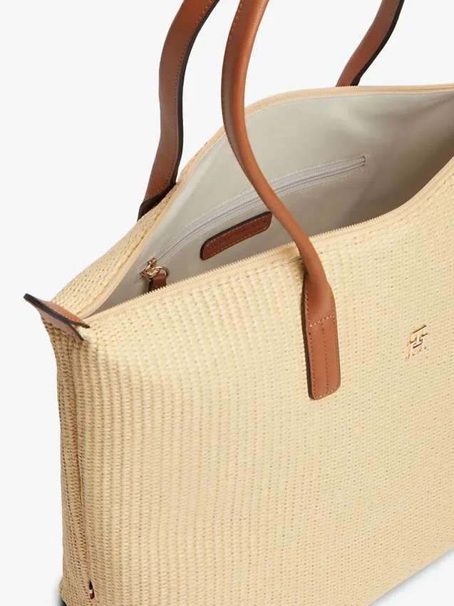 Tote-Bag aus Raffia mit Monogramm-Logo Tote-Bag aus Raffia mit Monogramm-Logo