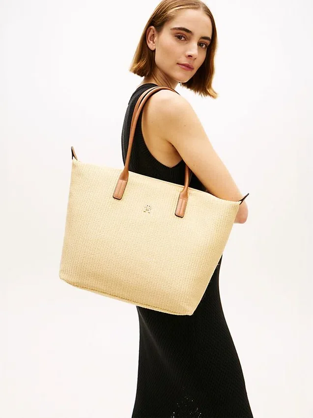 Tote-Bag aus Raffia mit Monogramm-Logo Tote-Bag aus Raffia mit Monogramm-Logo