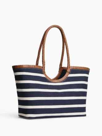 Tote-Bag mit Schriftzug-Monogramm und bretonischen Streifen