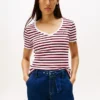 V-Ausschnitt-Streifen-T-Shirt V-Ausschnitt-Streifen-T-Shirt