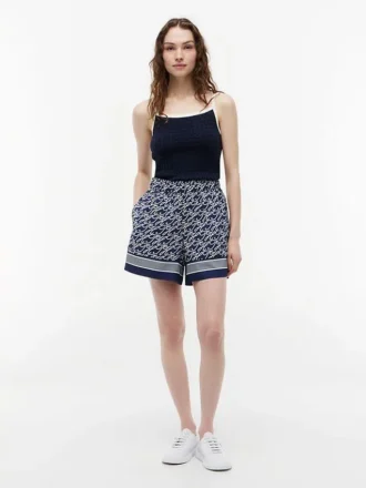 Voile-Shorts mit durchgehendem Schriftzug-Monogramm
