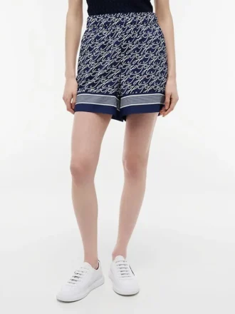 Voile-Shorts mit durchgehendem Schriftzug-Monogramm