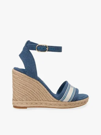 Webbing Logo Denim Wedge Espadrille